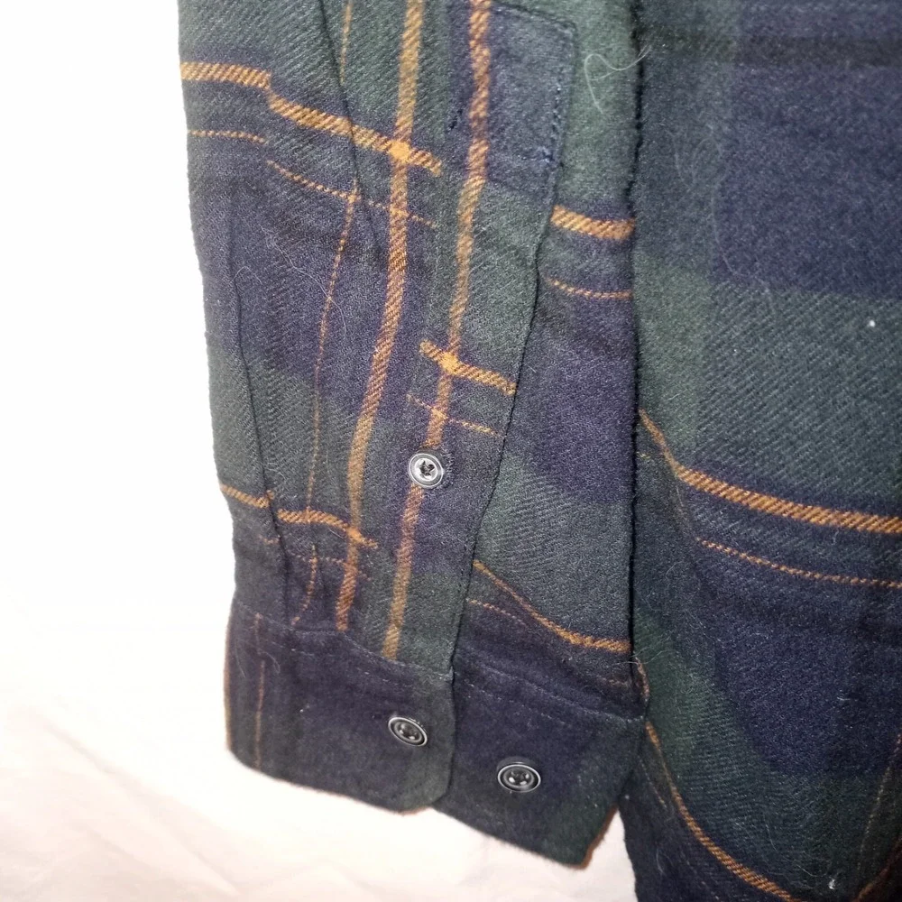 Eddie Bauer Flannel Shirts Mens Sz L Long‎ Sleeve Button Up Green Blue Plaid 2